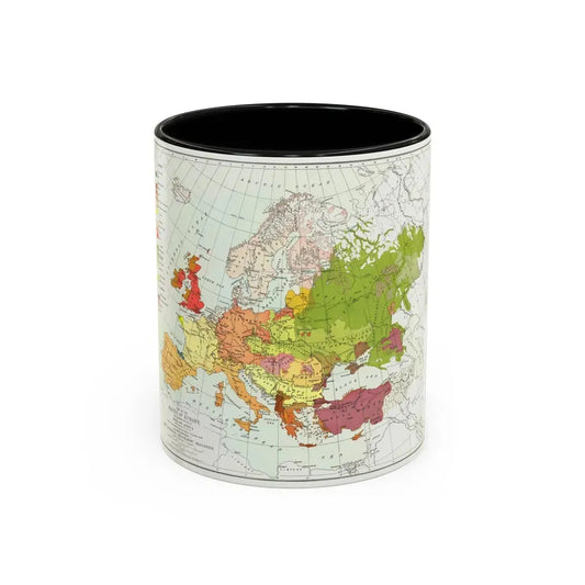 Europe & Adjoining Asia & Africa - The Races of (1919) (Map) Accent Coffee Mug 11oz Black - Go Mug Yourself