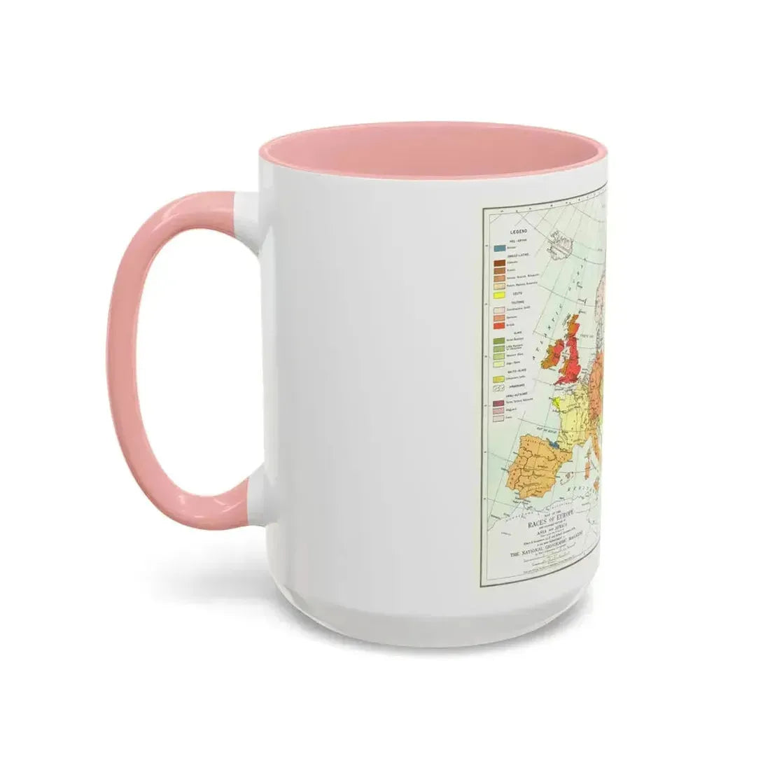 Europe & Adjoining Asia & Africa - The Races of (1919) (Map) Accent Coffee Mug - Go Mug Yourself
