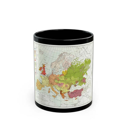 Europe & Adjoining Asia & Africa - The Races of (1919) (Map) Black Coffee Mug-11oz-Go Mug Yourself