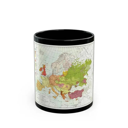 Europe & Adjoining Asia & Africa - The Races of (1919) (Map) Black Coffee Mug 11oz - Go Mug Yourself