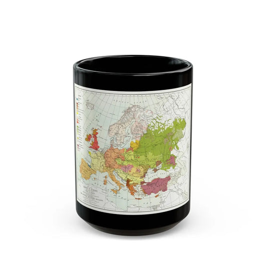 Europe & Adjoining Asia & Africa - The Races of (1919) (Map) Black Coffee Mug-15oz-Go Mug Yourself