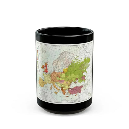 Europe & Adjoining Asia & Africa - The Races of (1919) (Map) Black Coffee Mug 15oz - Go Mug Yourself