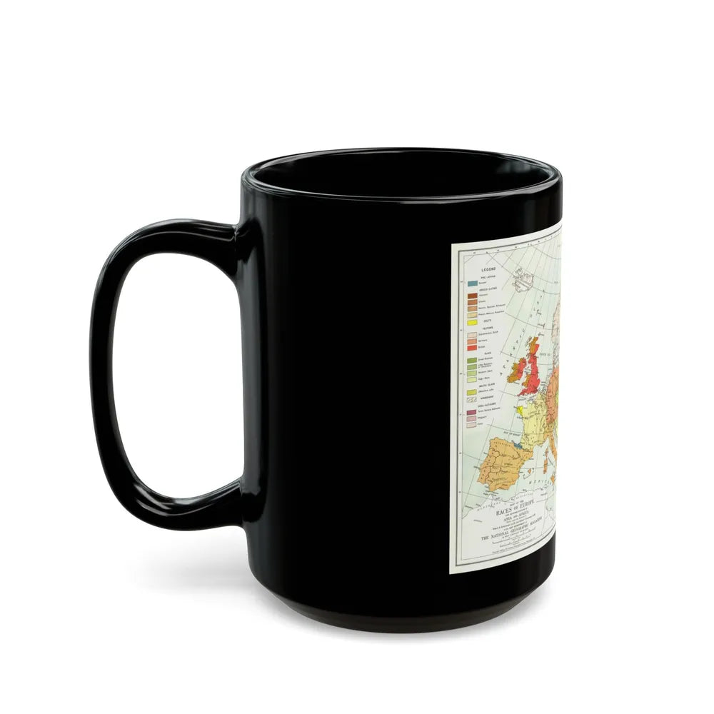 Europe & Adjoining Asia & Africa - The Races of (1919) (Map) Black Coffee Mug-Go Mug Yourself