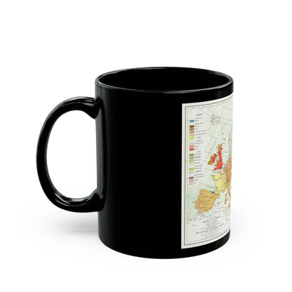 Europe & Adjoining Asia & Africa - The Races of (1919) (Map) Black Coffee Mug-Go Mug Yourself