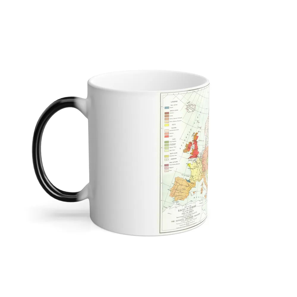 Europe & Adjoining Asia & Africa - The Races of (1919) (Map) Color Changing Mug 11oz-Go Mug Yourself