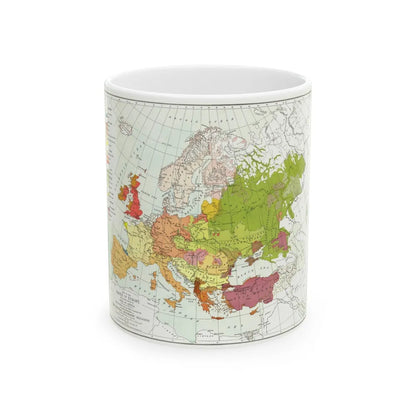 Europe & Adjoining Asia & Africa - The Races of (1919) (Map) White Coffee Mug-11oz-Go Mug Yourself