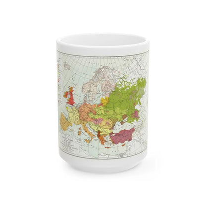 Europe & Adjoining Asia & Africa - The Races of (1919) (Map) White Coffee Mug-15oz-Go Mug Yourself