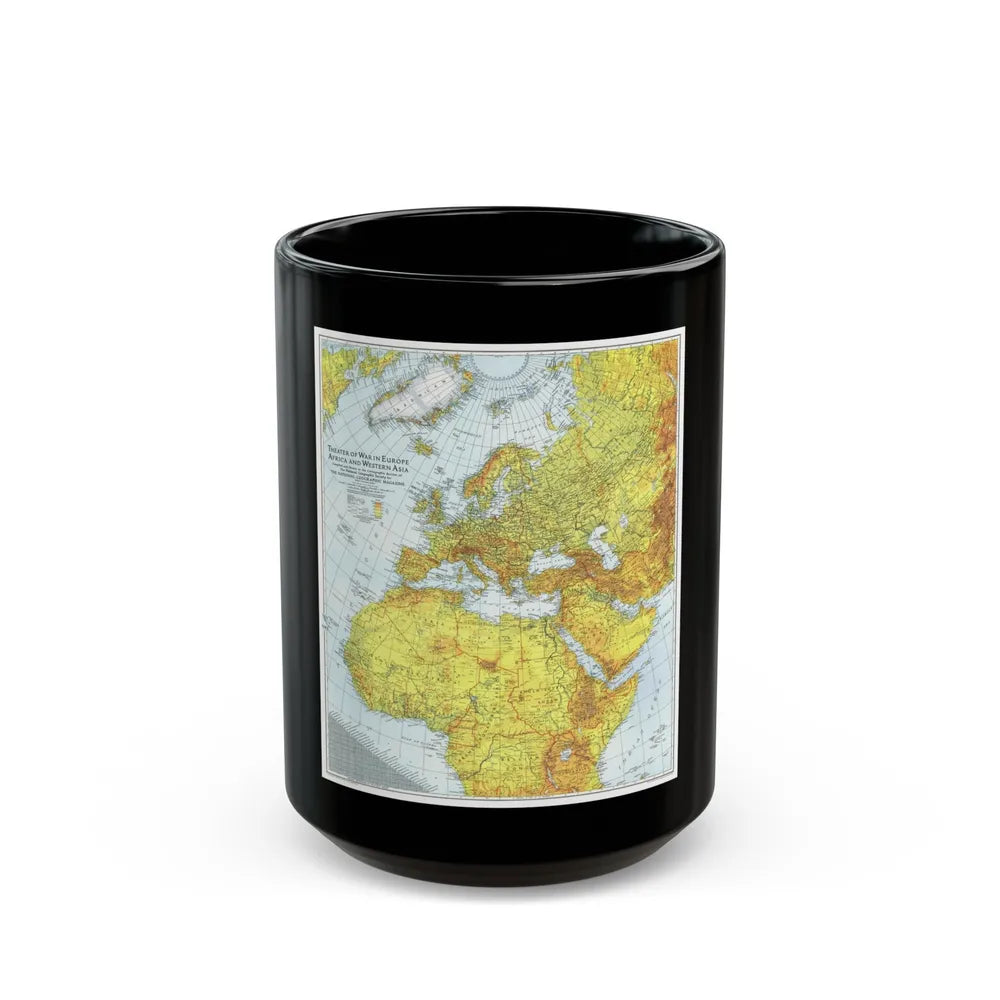 Europe, Africa, and Western Asia - Theater of War (1942) (Map) Black Coffee Mug-15oz-Go Mug Yourself