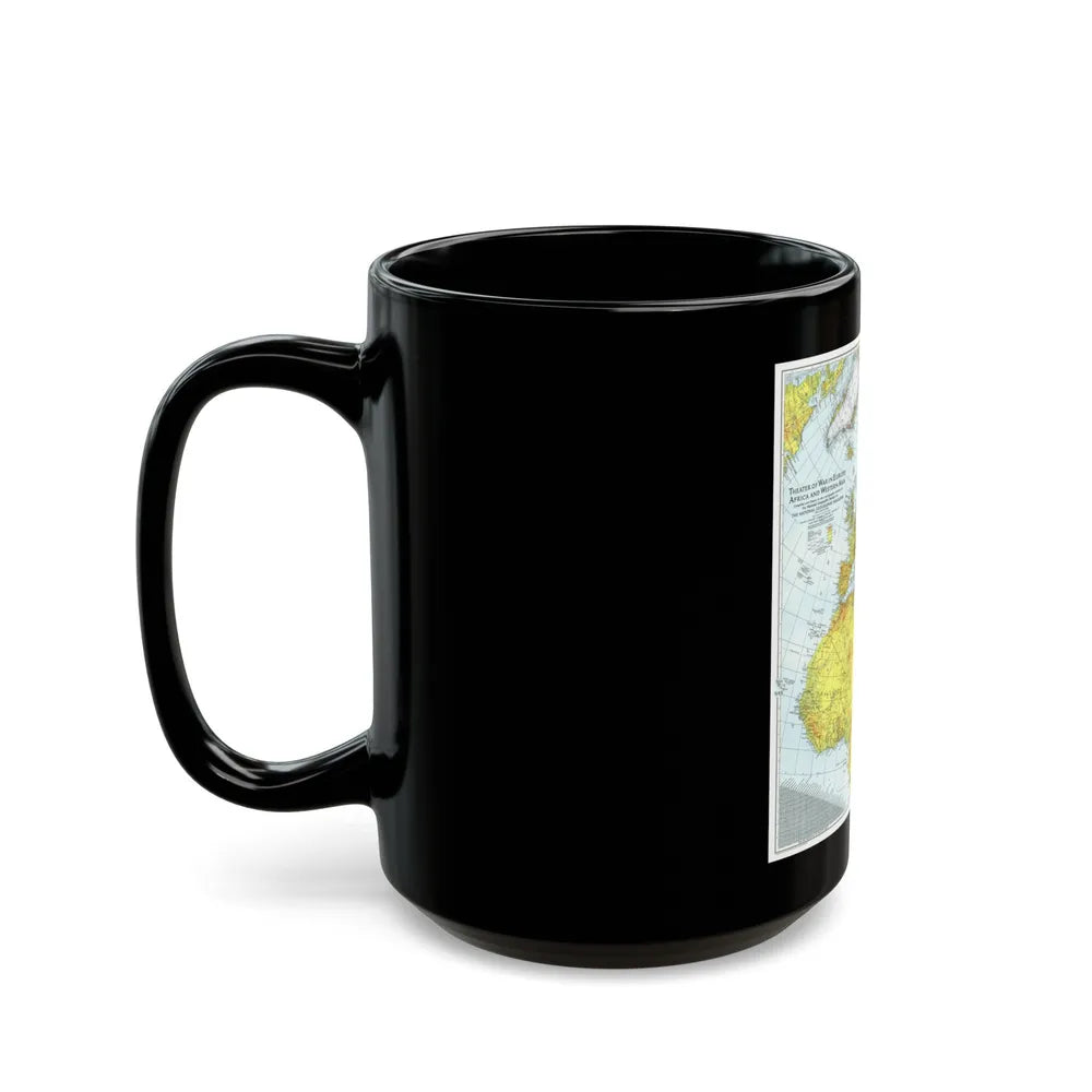 Europe, Africa, and Western Asia - Theater of War (1942) (Map) Black Coffee Mug-Go Mug Yourself