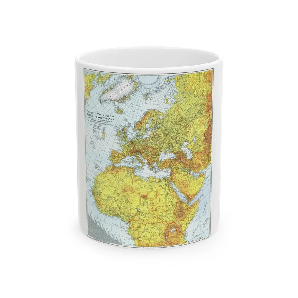 Europe, Africa, and Western Asia - Theater of War (1942) (Map) White Coffee Mug-11oz-Go Mug Yourself