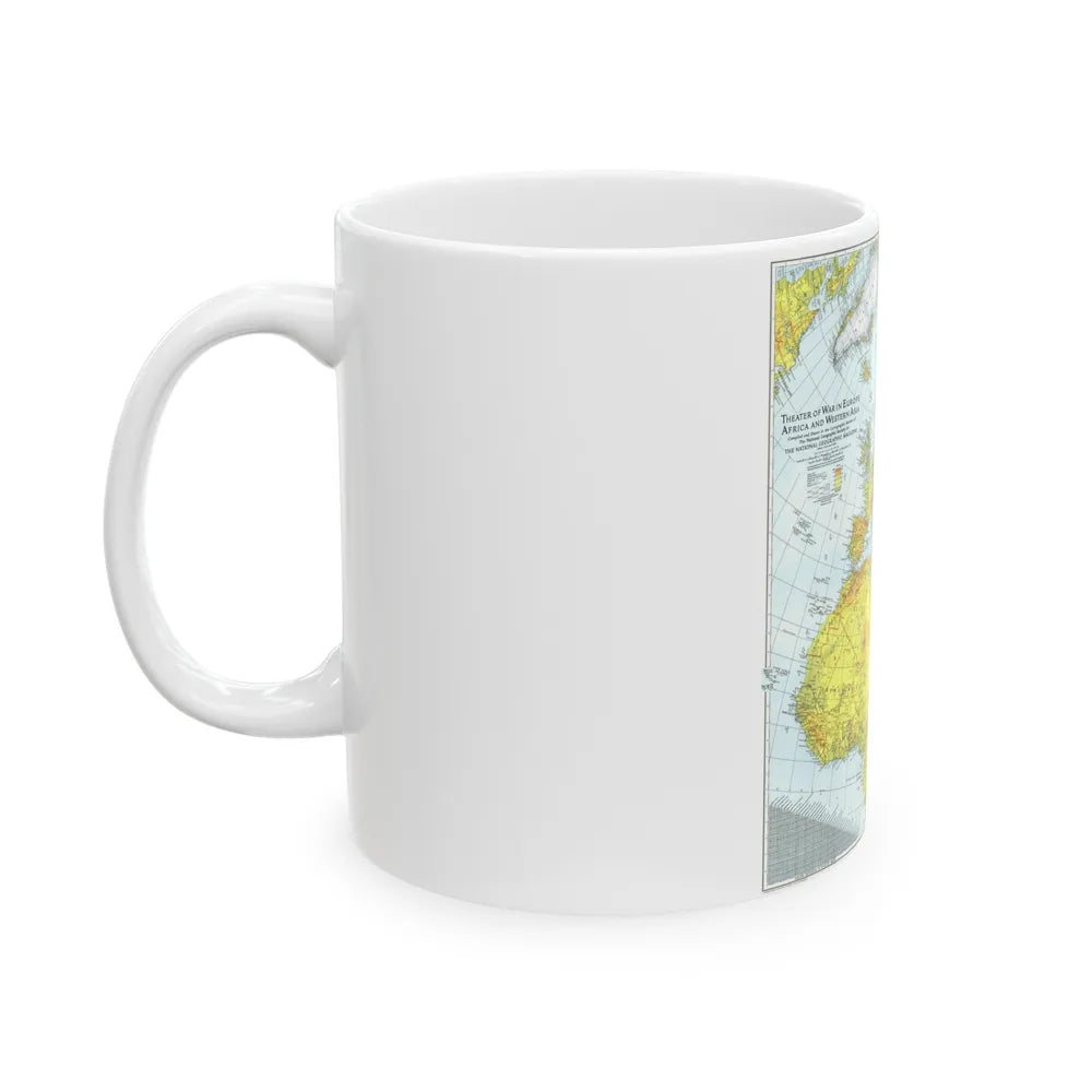 Europe, Africa, and Western Asia - Theater of War (1942) (Map) White Coffee Mug-Go Mug Yourself