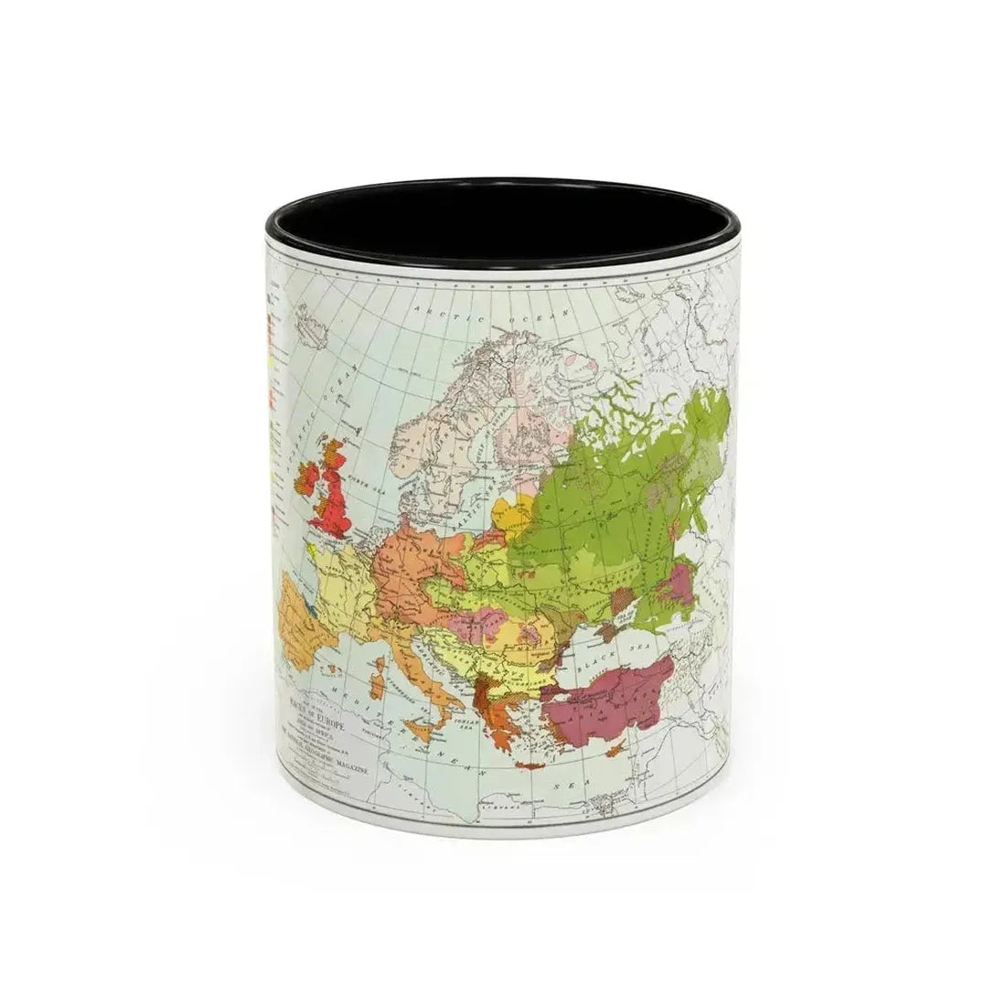 Europe and Adjoining  Asia and Africa (1918) (Map) Accent Coffee Mug 11oz Black - Go Mug Yourself