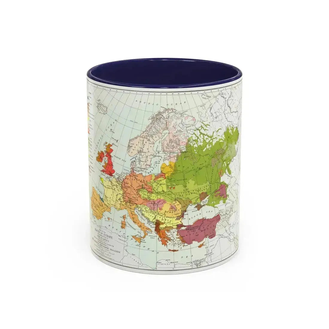 Europe and Adjoining  Asia and Africa (1918) (Map) Accent Coffee Mug 11oz Navy - Go Mug Yourself