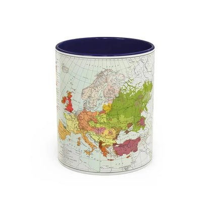 Europe and Adjoining  Asia and Africa (1918) (Map) Accent Coffee Mug 11oz Navy - Go Mug Yourself