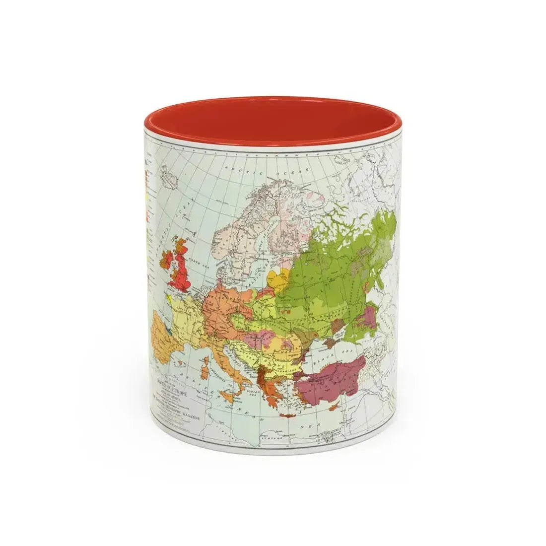 Europe and Adjoining  Asia and Africa (1918) (Map) Accent Coffee Mug 11oz Red - Go Mug Yourself