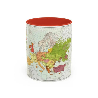 Europe and Adjoining  Asia and Africa (1918) (Map) Accent Coffee Mug 11oz Red - Go Mug Yourself