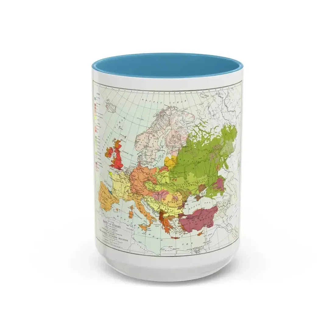 Europe and Adjoining  Asia and Africa (1918) (Map) Accent Coffee Mug 15oz Light Blue - Go Mug Yourself