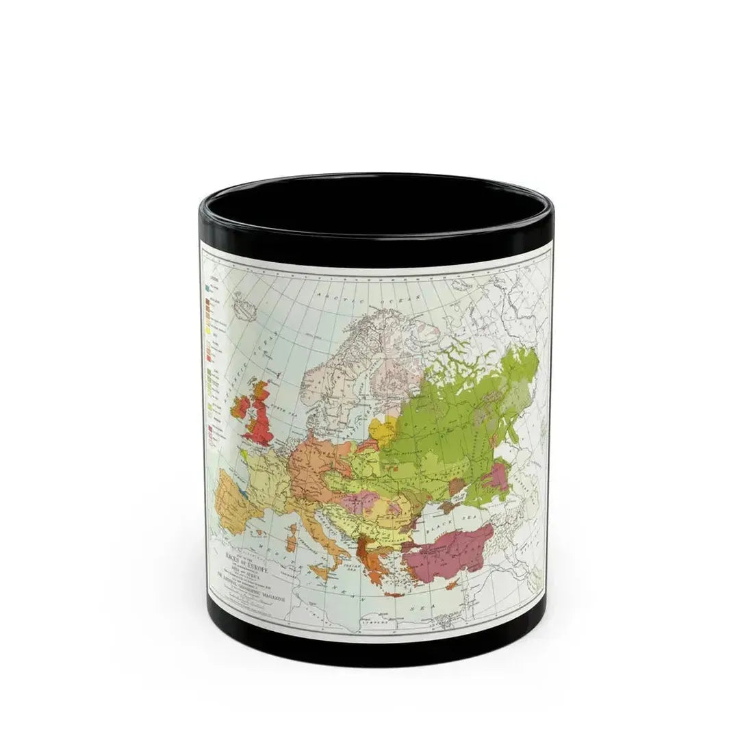 Europe and Adjoining  Asia and Africa (1918) (Map) Black Coffee Mug 11oz - Go Mug Yourself