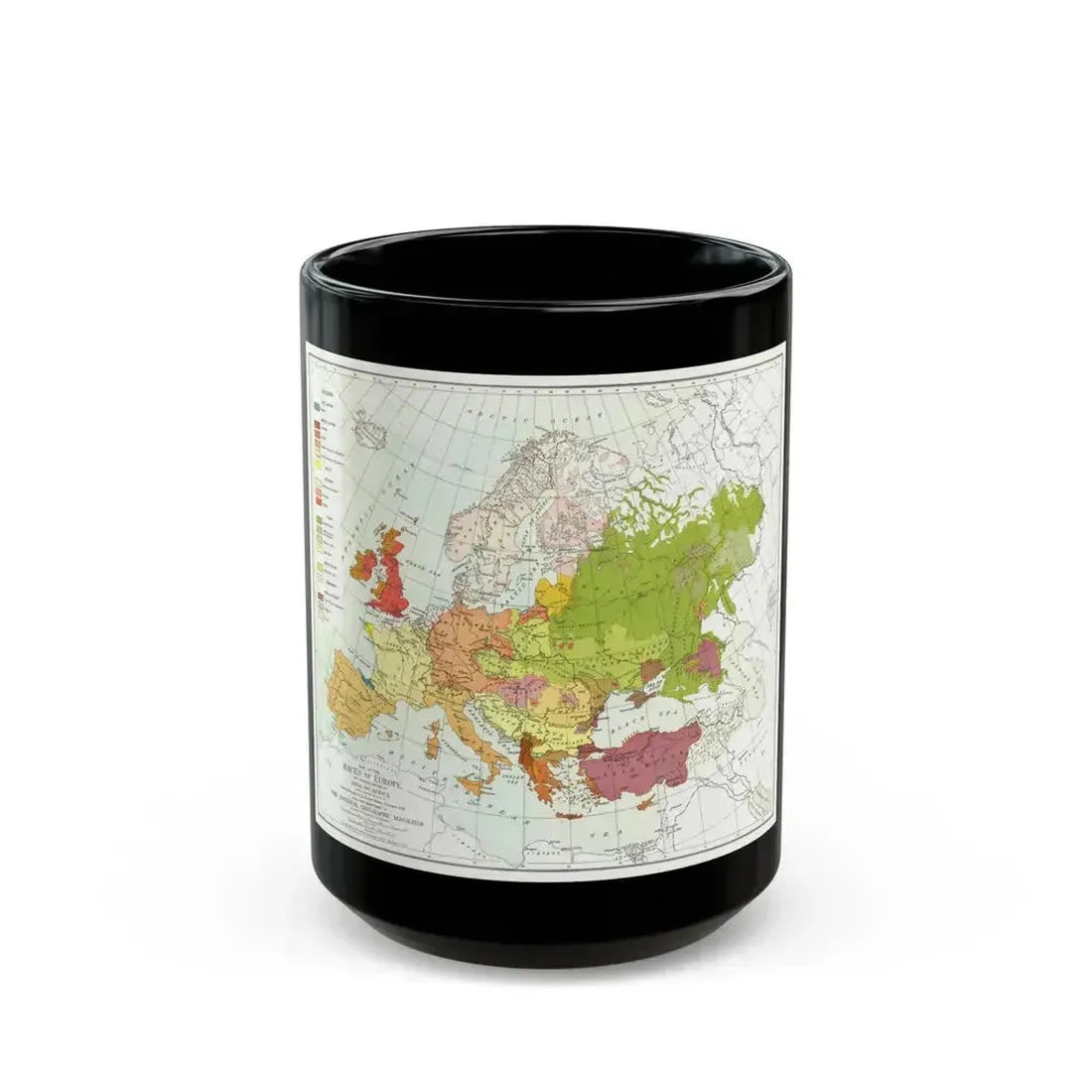 Europe and Adjoining  Asia and Africa (1918) (Map) Black Coffee Mug 15oz - Go Mug Yourself