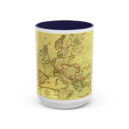 Europe and  Africa and Asia (1915) (Map) Accent Coffee Mug 15oz Navy - Go Mug Yourself