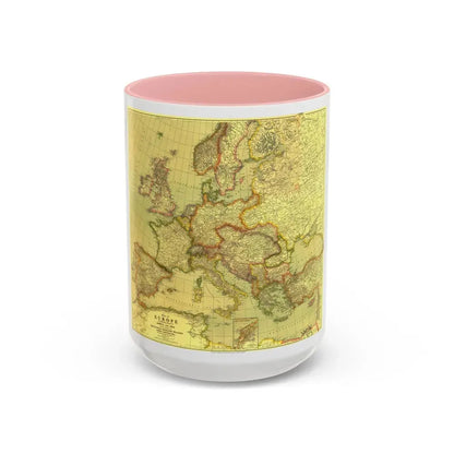 Europe and  Africa and Asia (1915) (Map) Accent Coffee Mug 15oz Pink - Go Mug Yourself