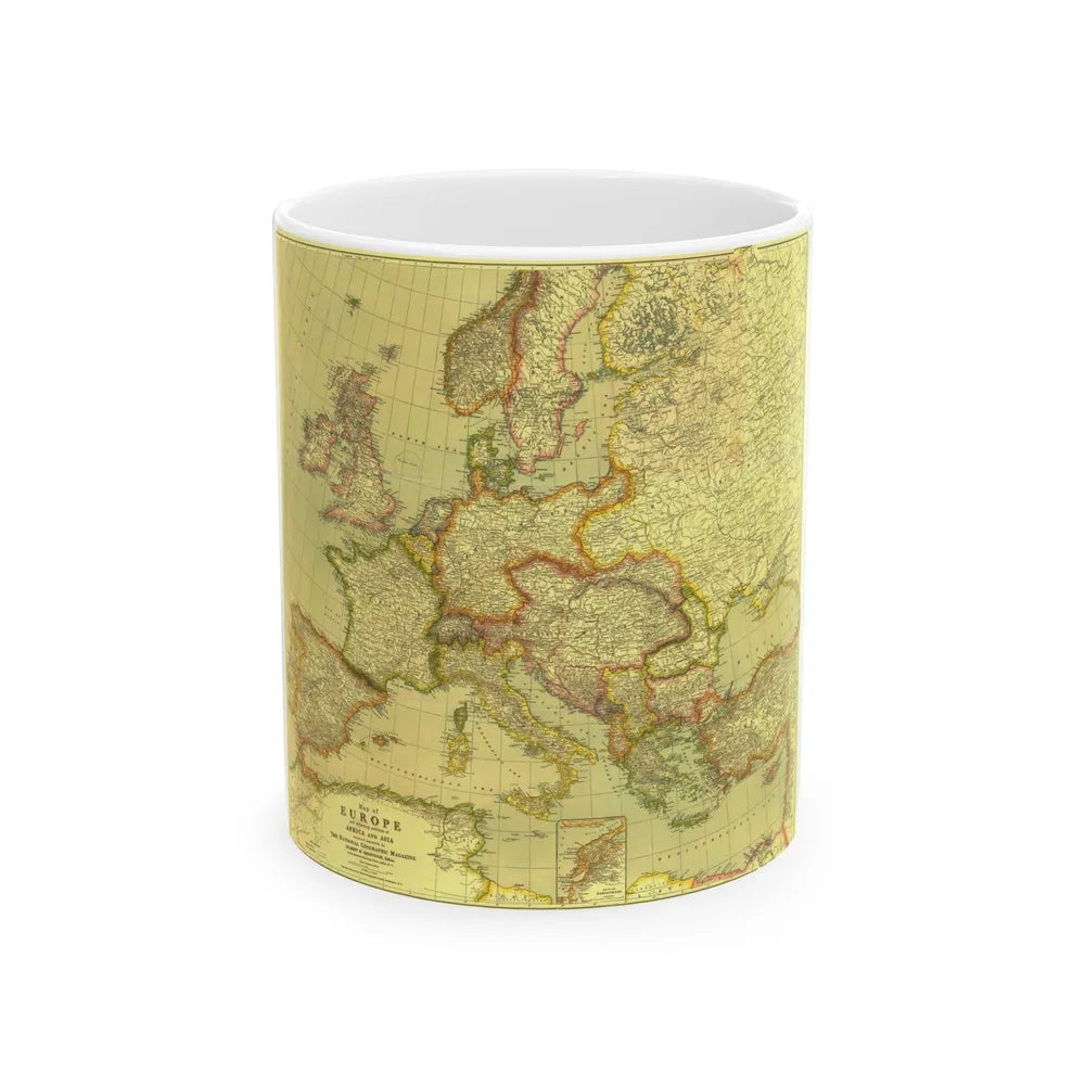 Europe and Africa and Asia (1915) (Map) White Coffee Mug-11oz-Go Mug Yourself