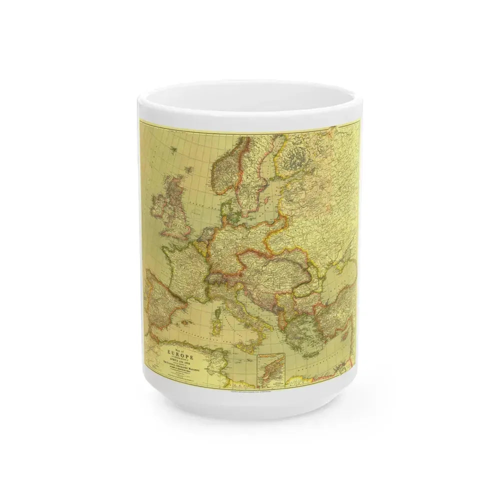 Europe and  Africa and Asia (1915) (Map) White Coffee Mug 15oz - Go Mug Yourself