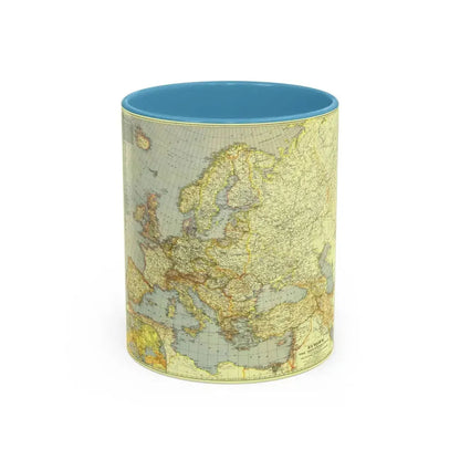 Europe and the Mediterranean (1938) (Map) Accent Coffee Mug 11oz Light Blue - Go Mug Yourself