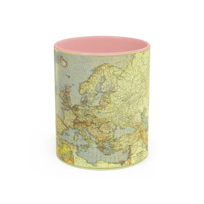 Europe and the Mediterranean (1938) (Map) Accent Coffee Mug 11oz Pink - Go Mug Yourself