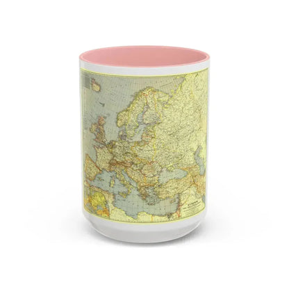 Europe and the Mediterranean (1938) (Map) Accent Coffee Mug 15oz Pink - Go Mug Yourself