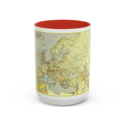 Europe and the Mediterranean (1938) (Map) Accent Coffee Mug 15oz Red - Go Mug Yourself