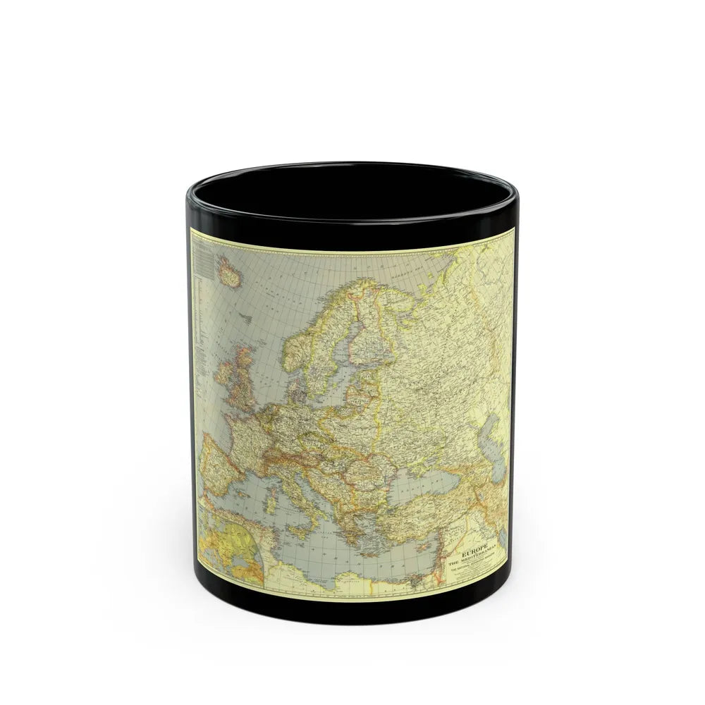 Europe and the Mediterranean (1938) (Map) Black Coffee Mug-11oz-Go Mug Yourself