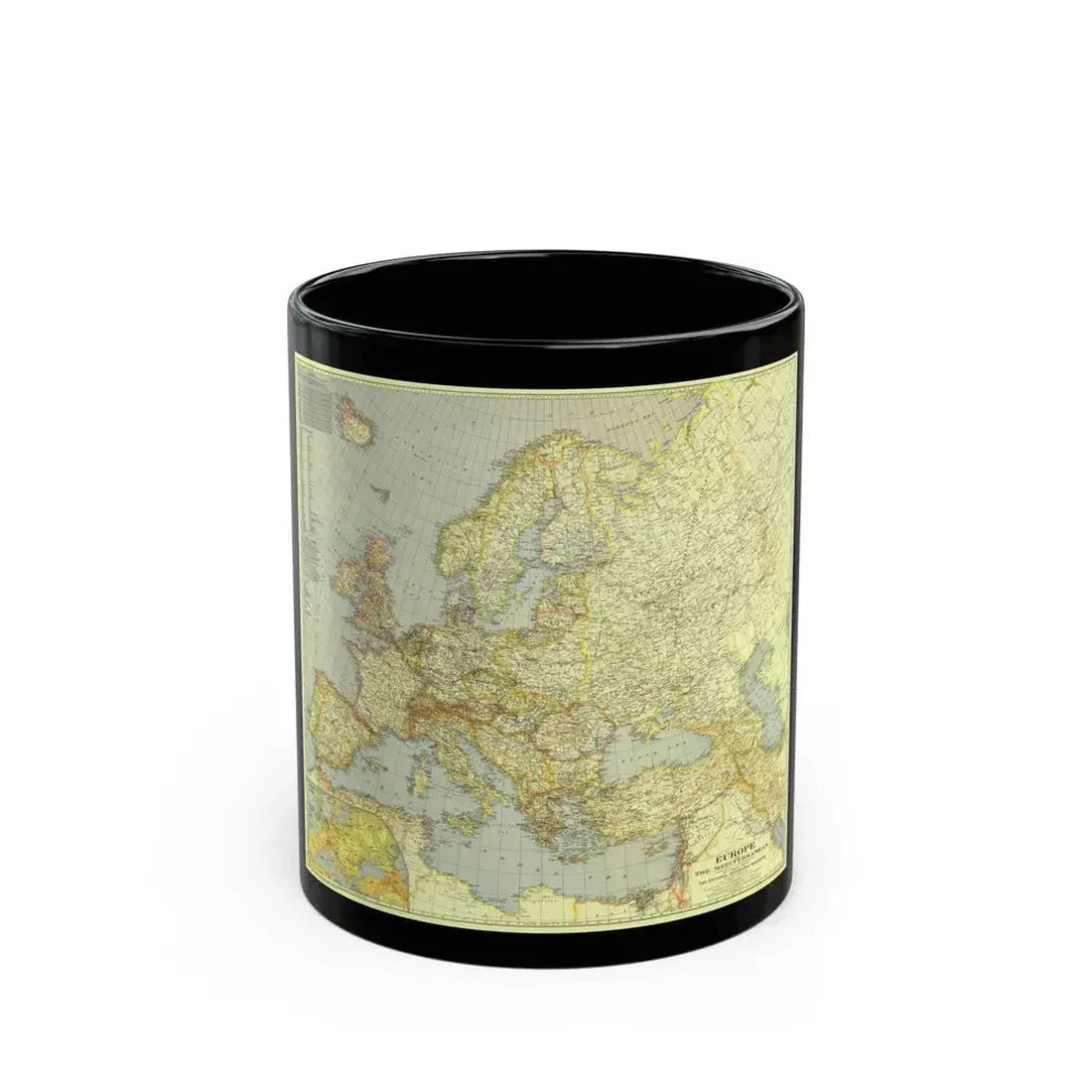 Europe and the Mediterranean (1938) (Map) Black Coffee Mug 11oz - Go Mug Yourself