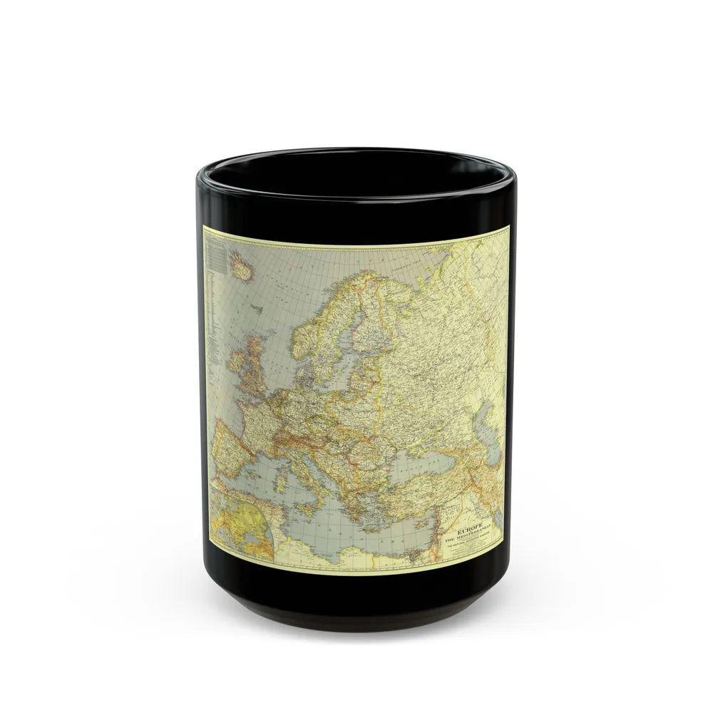 Europe and the Mediterranean (1938) (Map) Black Coffee Mug-15oz-Go Mug Yourself