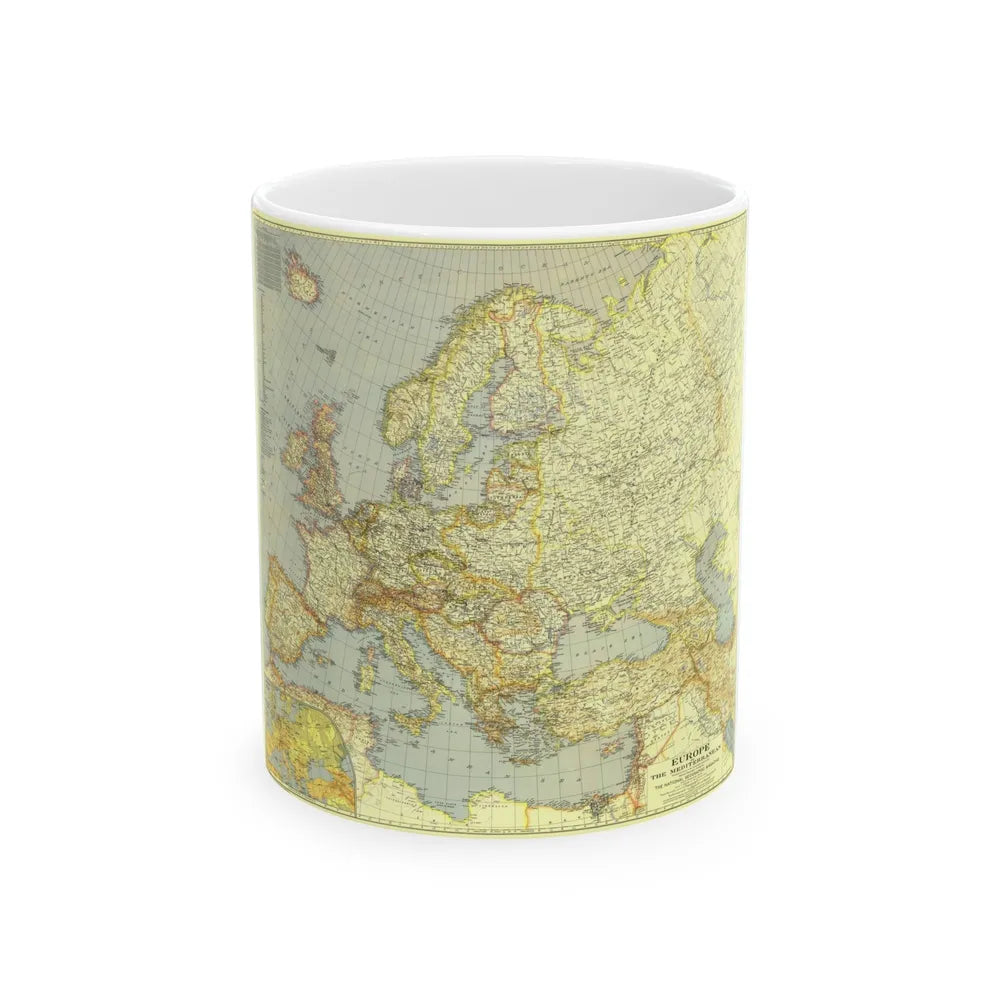 Europe and the Mediterranean (1938) (Map) White Coffee Mug-11oz-Go Mug Yourself