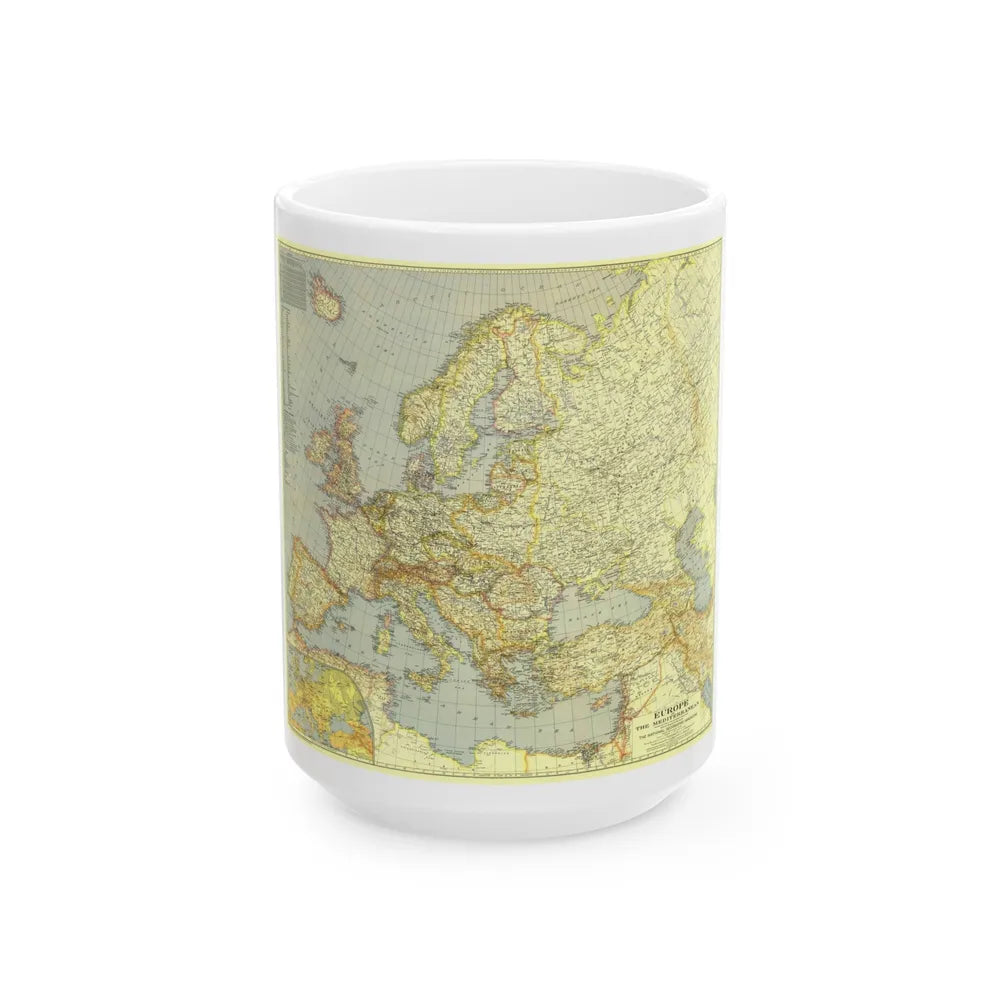 Europe and the Mediterranean (1938) (Map) White Coffee Mug-15oz-Go Mug Yourself