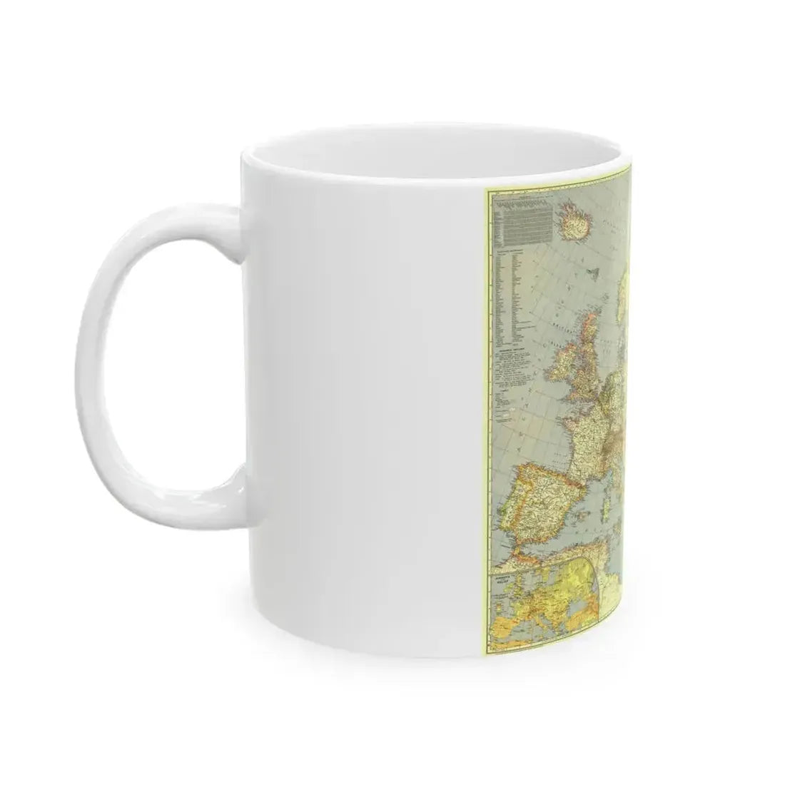 Europe and the Mediterranean (1938) (Map) White Coffee Mug - Go Mug Yourself