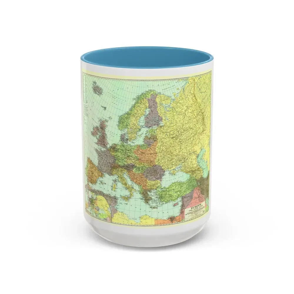 Europe and the Near East (1929) (Map) Accent Coffee Mug 15oz Light Blue - Go Mug Yourself