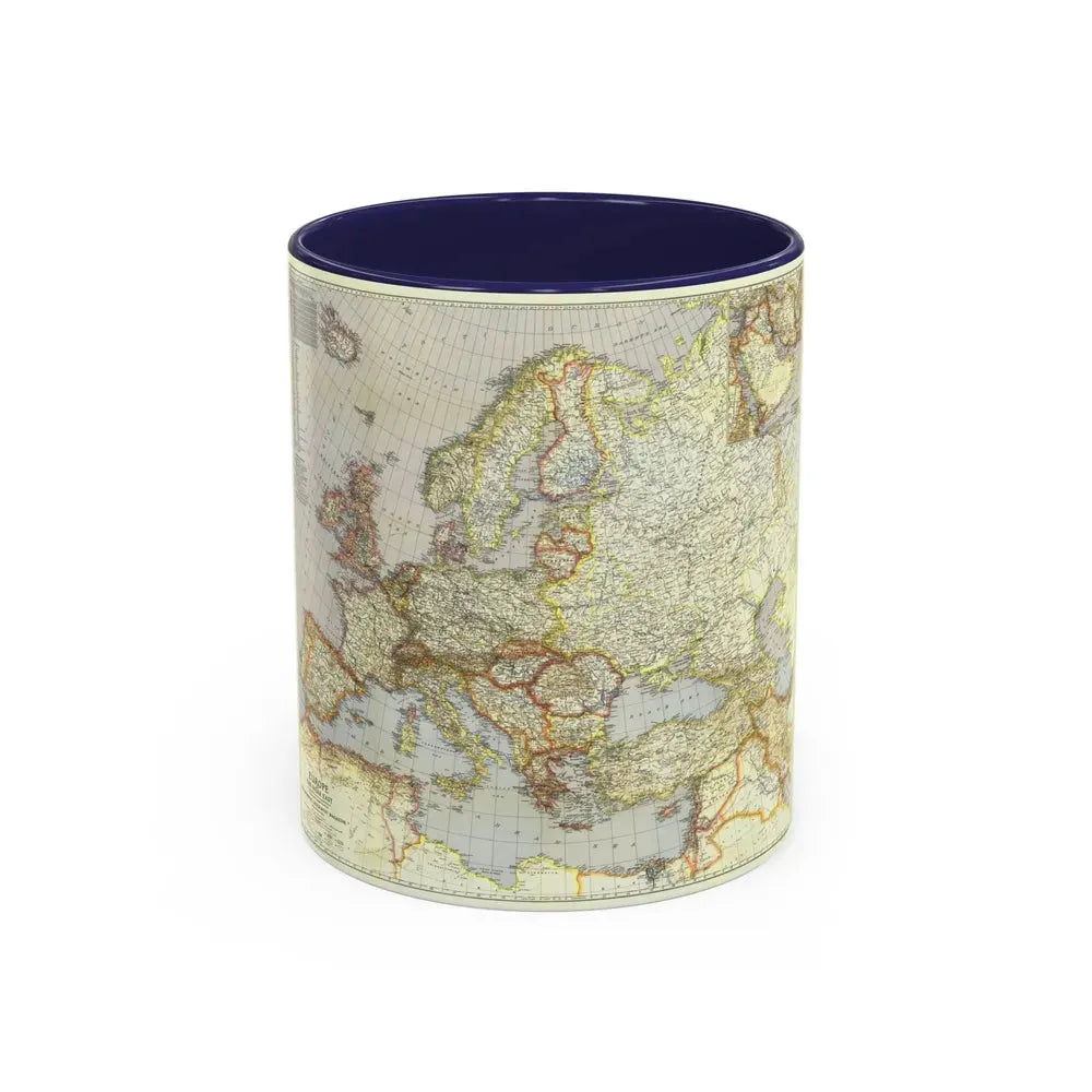 Europe and the Near East (1940) (Map) Accent Coffee Mug 11oz Navy - Go Mug Yourself