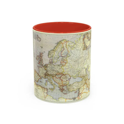 Europe and the Near East (1940) (Map) Accent Coffee Mug 11oz Red - Go Mug Yourself