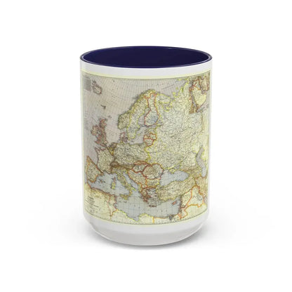 Europe and the Near East (1940) (Map) Accent Coffee Mug 15oz Navy - Go Mug Yourself