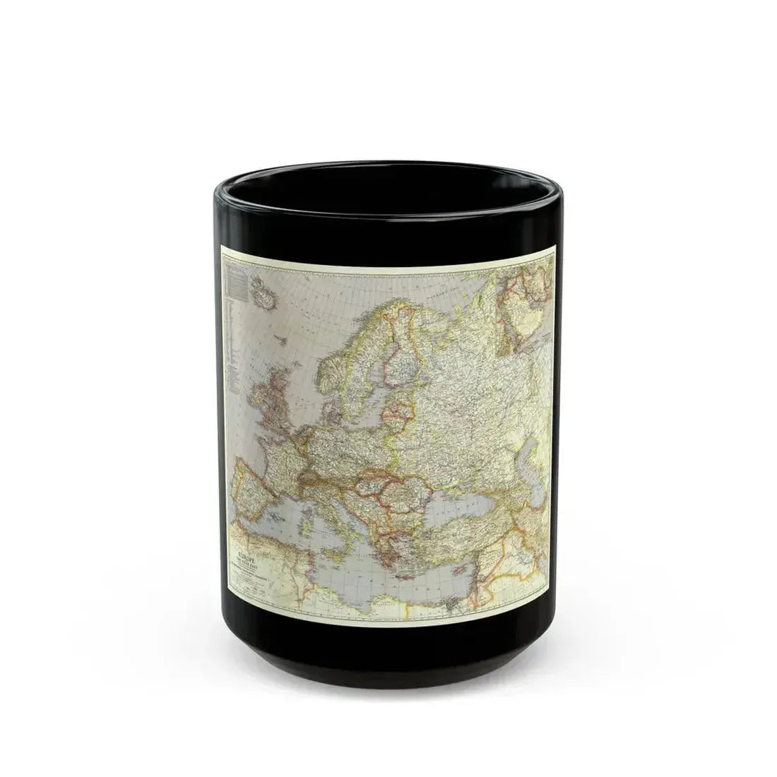 Europe and the Near East (1940) (Map) Black Coffee Mug 15oz - Go Mug Yourself