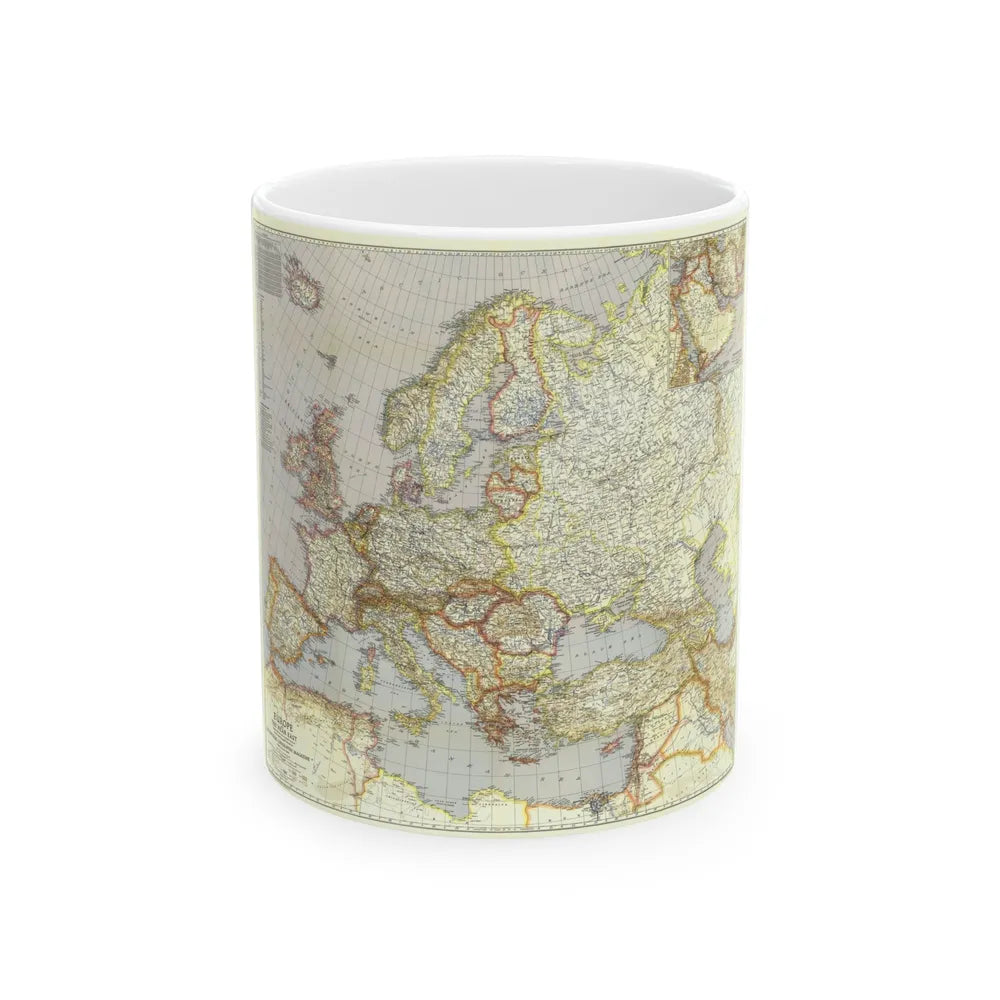 Europe and the Near East (1940) (Map) White Coffee Mug-11oz-Go Mug Yourself