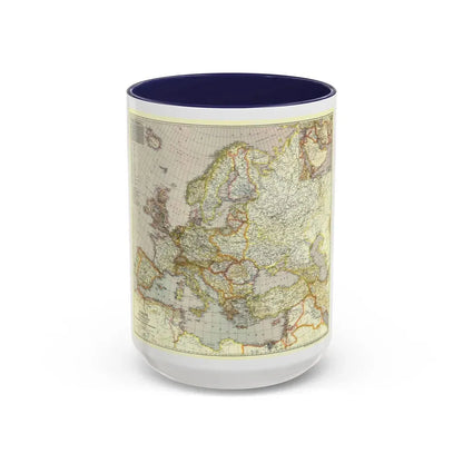 Europe and the Near East (1943) (Map) Accent Coffee Mug 15oz Navy - Go Mug Yourself