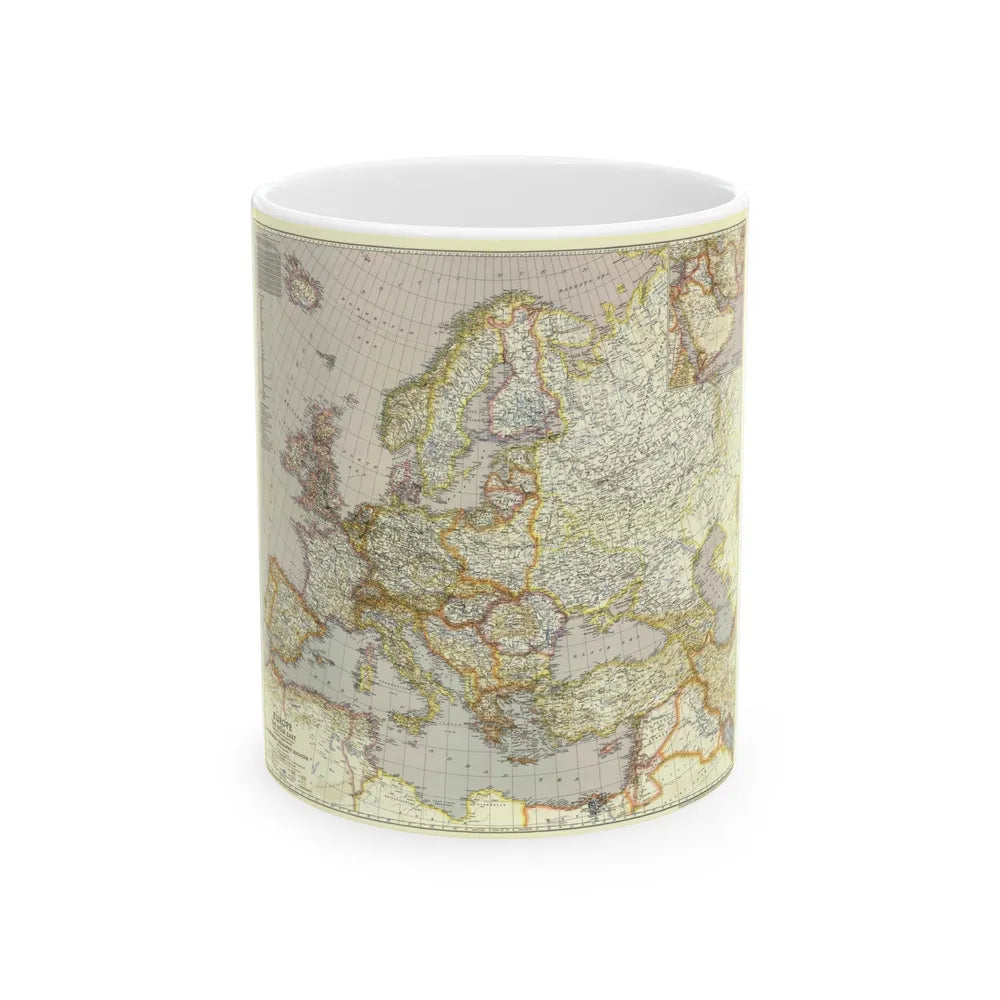 Europe and the Near East (1943) (Map) White Coffee Mug-11oz-Go Mug Yourself