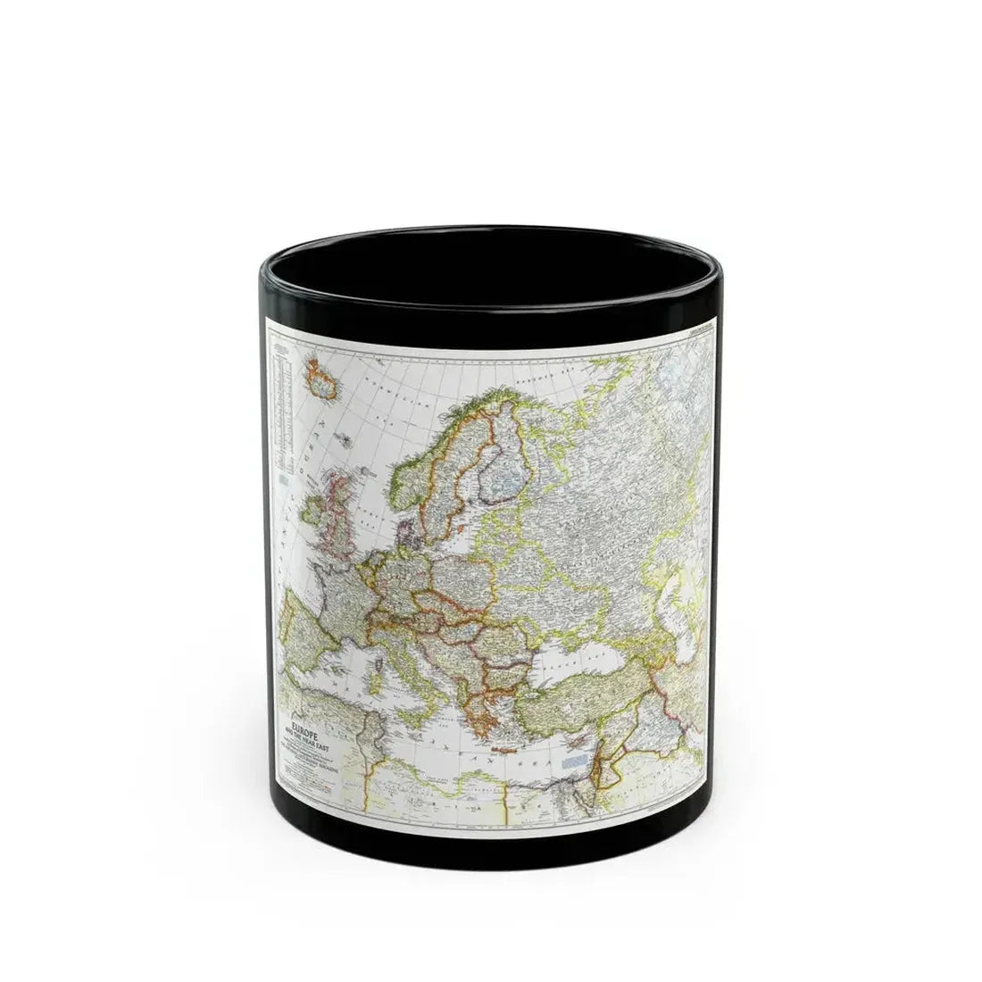 Europe and the Near East (1949) (Map) Black Coffee Mug 11oz - Go Mug Yourself