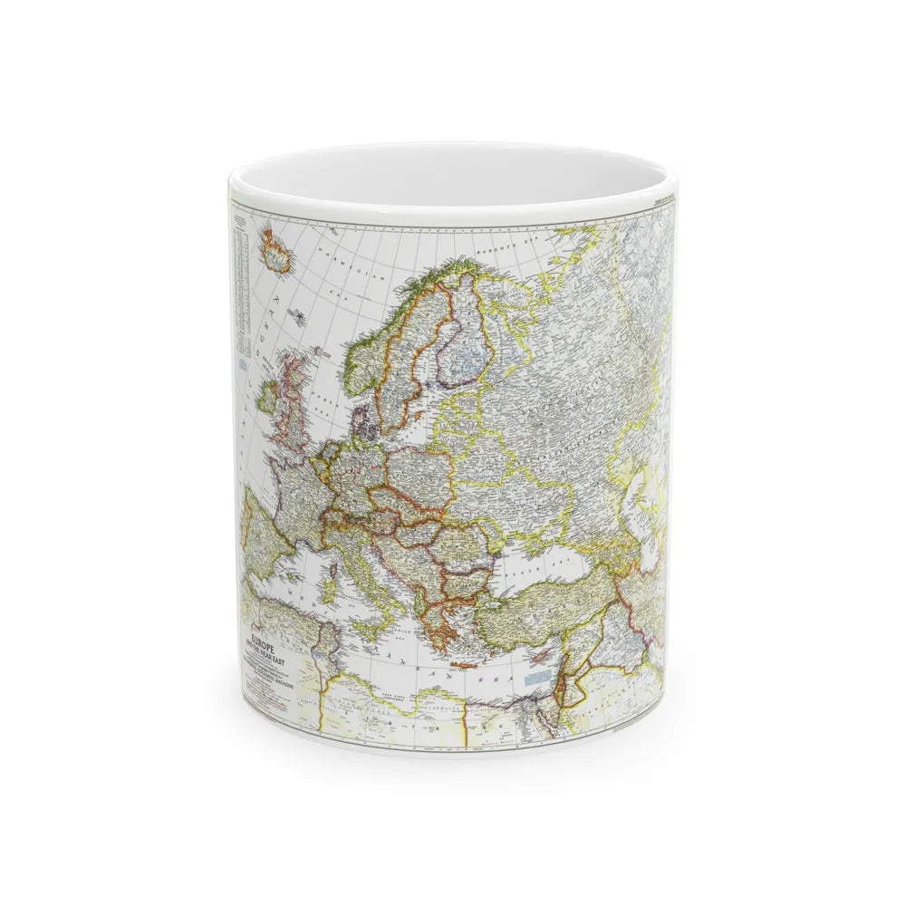 Europe and the Near East (1949) (Map) White Coffee Mug-11oz-Go Mug Yourself