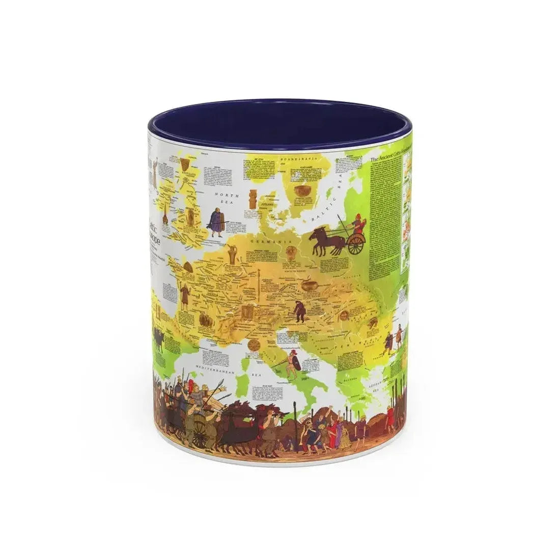 Europe - Celtic (1977) (Map) Accent Coffee Mug 11oz Navy - Go Mug Yourself