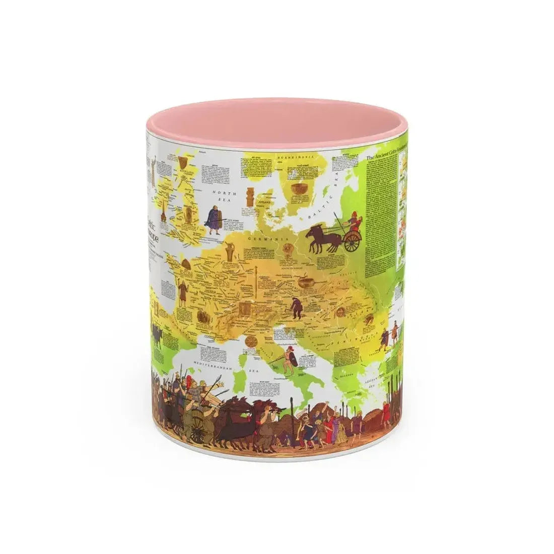 Europe - Celtic (1977) (Map) Accent Coffee Mug 11oz Pink - Go Mug Yourself