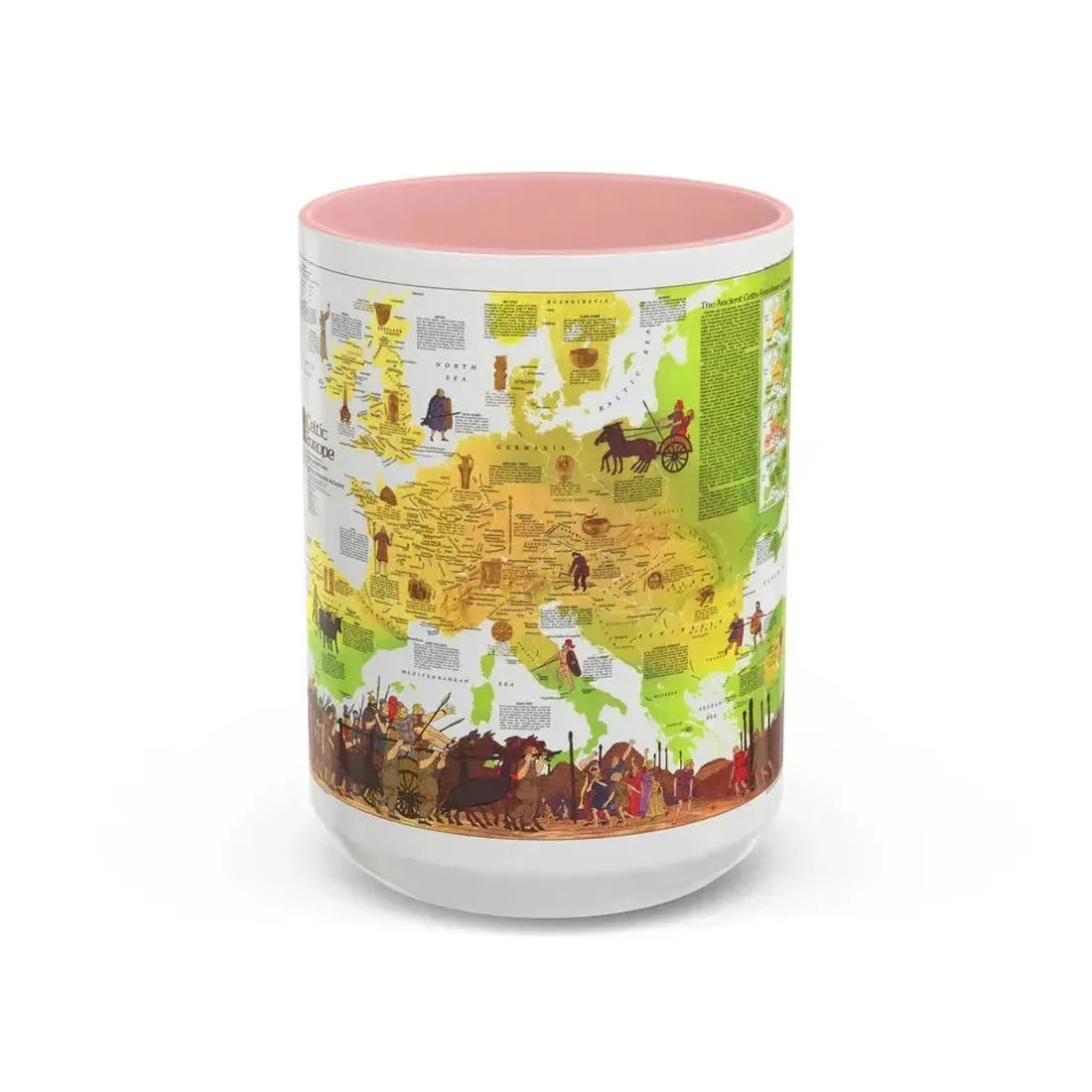 Europe - Celtic (1977) (Map) Accent Coffee Mug 15oz Pink - Go Mug Yourself